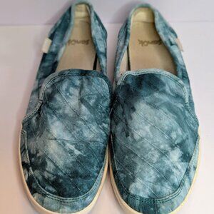 Sanuk Womens Tie Dye Sneakers Slip On Shoes Real Teal Size 7